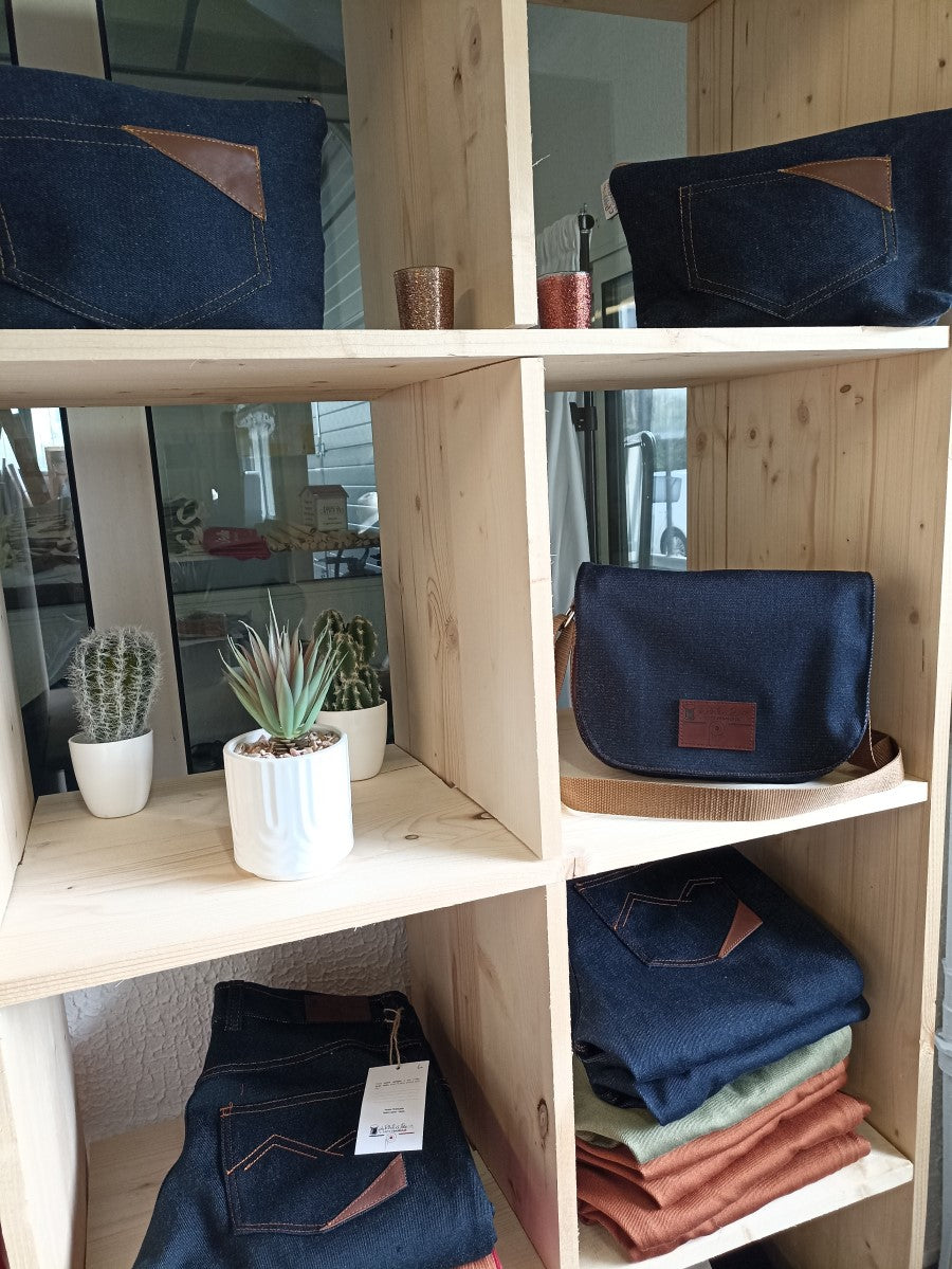 Sac bandoulière Jean et cuir