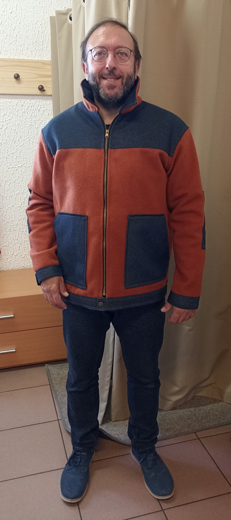 Blouson Homme en Jean et laine Caramel