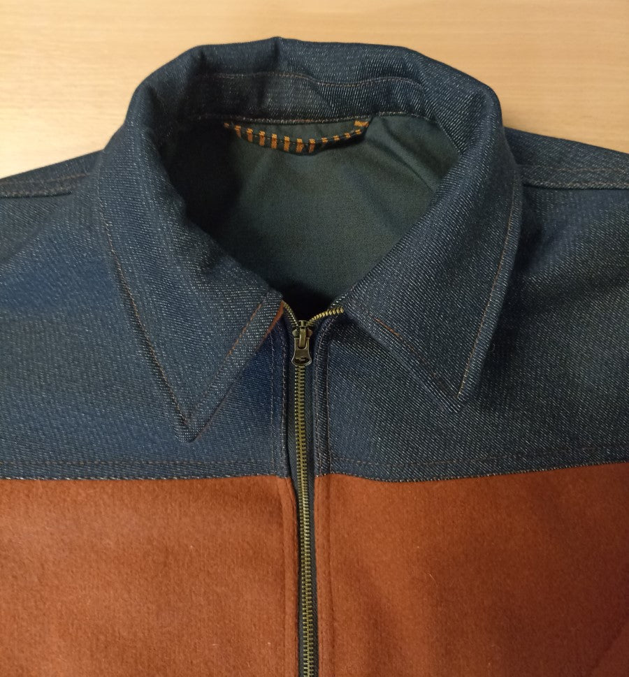 Blouson Homme en Jean et laine Caramel