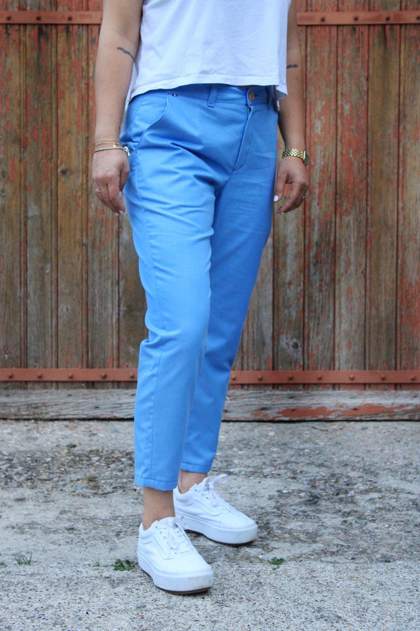 Chino femme bleu