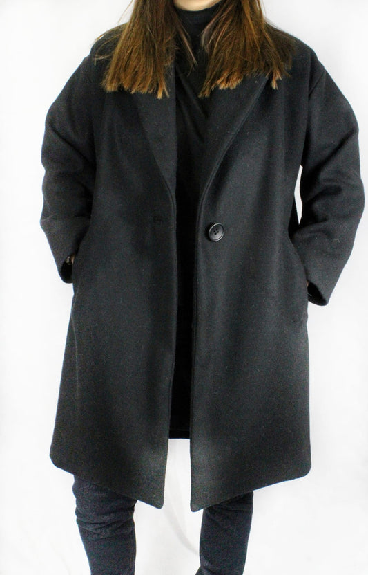 Manteau Femme coupe ample en laine noir